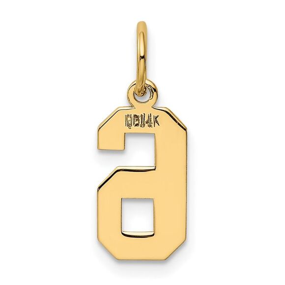 14k Yellow Gold, Athletic Collection, Small Polished Number 6 Pendant - Picture 3 of 6
